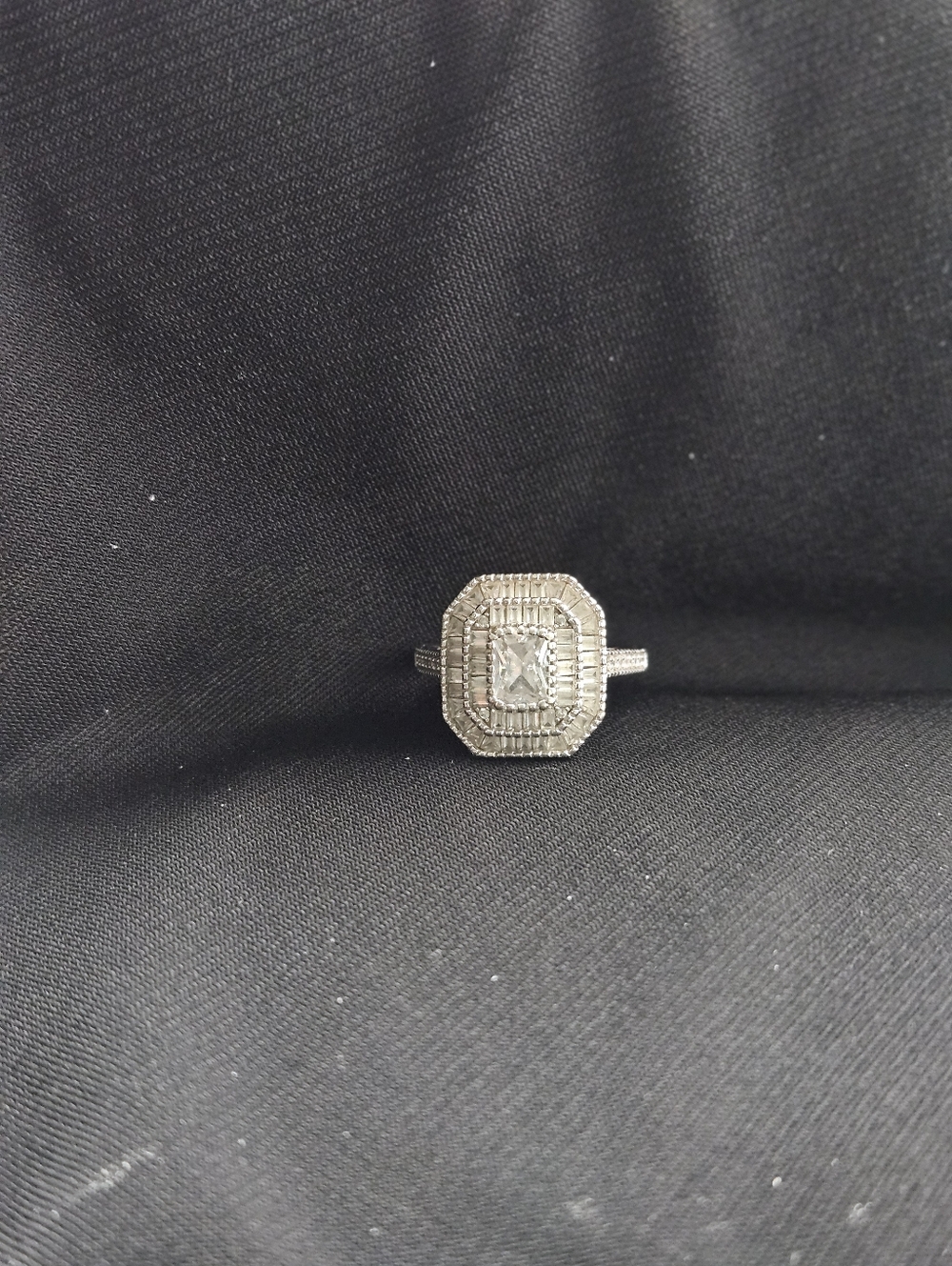 Elegant Sterling Silver Emerald Cut Women's Ring